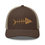 Clishirt© 3D Puff Embroidered Old Gold Fish Trucker Cap