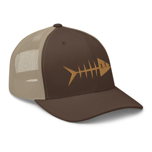 Clishirt© 3D Puff Embroidered Old Gold Fish Trucker Cap