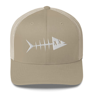 Clishirt© 3D Puff Embroidered White Fish Trucker Cap