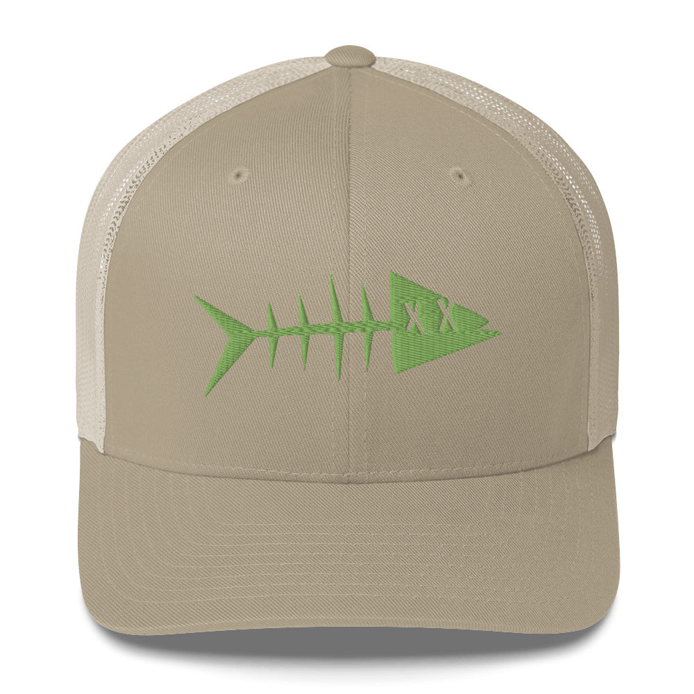 Clishirt© 3D Puff Embroidered Green Fish Trucker Cap