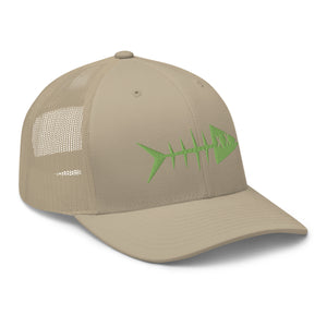 Clishirt© 3D Puff Embroidered Green Fish Trucker Cap