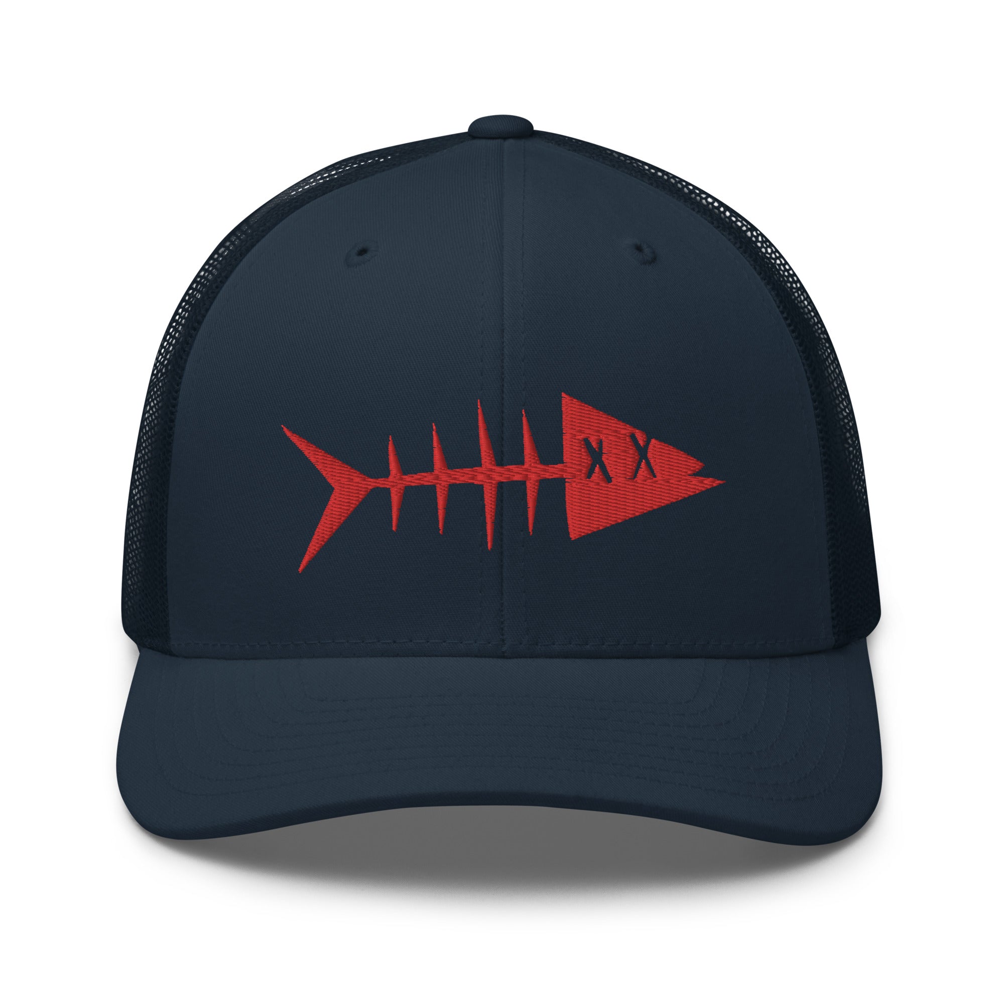 Clishirt© 3D Puff Embroidered Red  Fish Trucker Cap