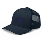Clishirt© 3D Puff Embroidered Navy Fish on Navy Trucker Cap