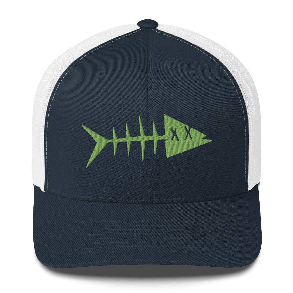 Clishirt© 3D Puff Embroidered Green Fish Trucker Cap