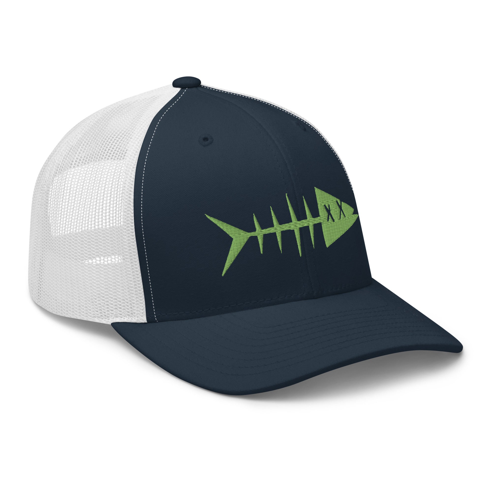 Clishirt© 3D Puff Embroidered Green Fish Trucker Cap