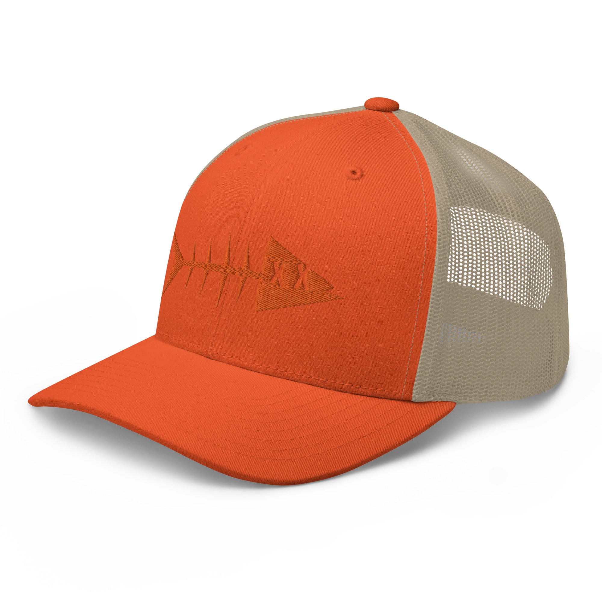 Clishirt© 3D Puff Embroidered Orange Fish Trucker Cap