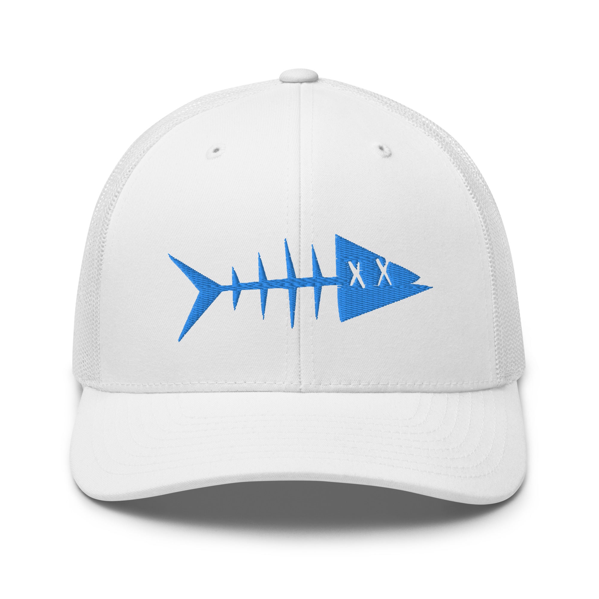 Clishirt© 3D Puff Embroidered White Fish Trucker Cap