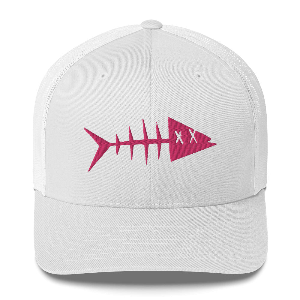 Clishirt© 3D Puff Embroidered Magenta Fish Trucker Cap