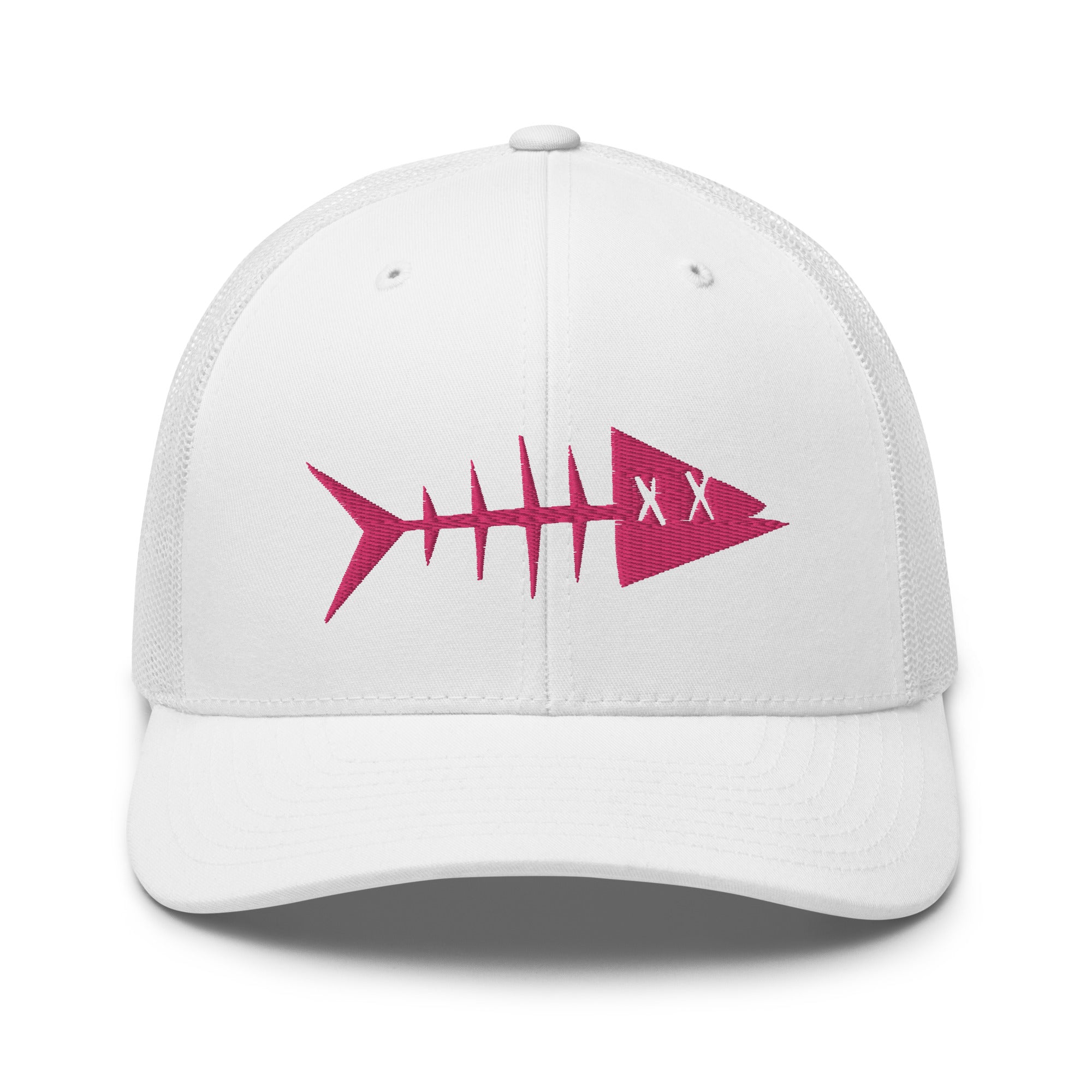 Clishirt© 3D Puff Embroidered Magenta Fish Trucker Cap