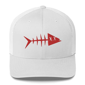 Clishirt© 3D Puff Embroidered Red Fish Trucker Cap
