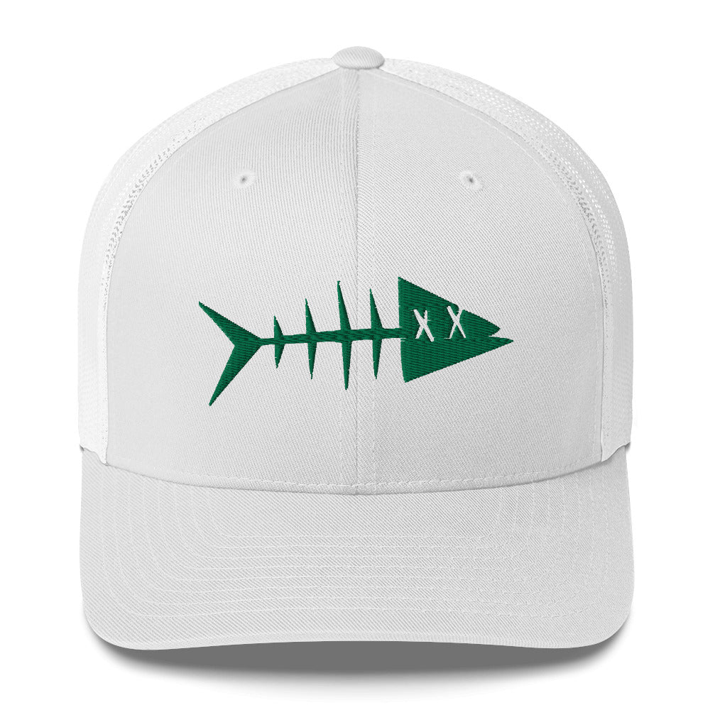 Clishirt© 3D Puff Embroidered Green Fish Trucker Cap