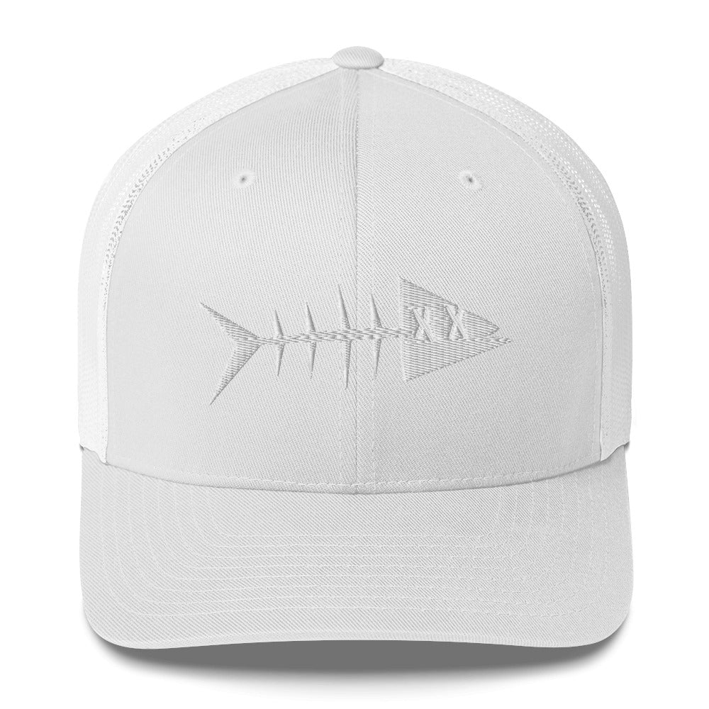 Clishirt© 3D Puff Embroidered White Fish Trucker Cap