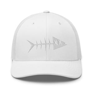 Clishirt© 3D Puff Embroidered White Fish Trucker Cap