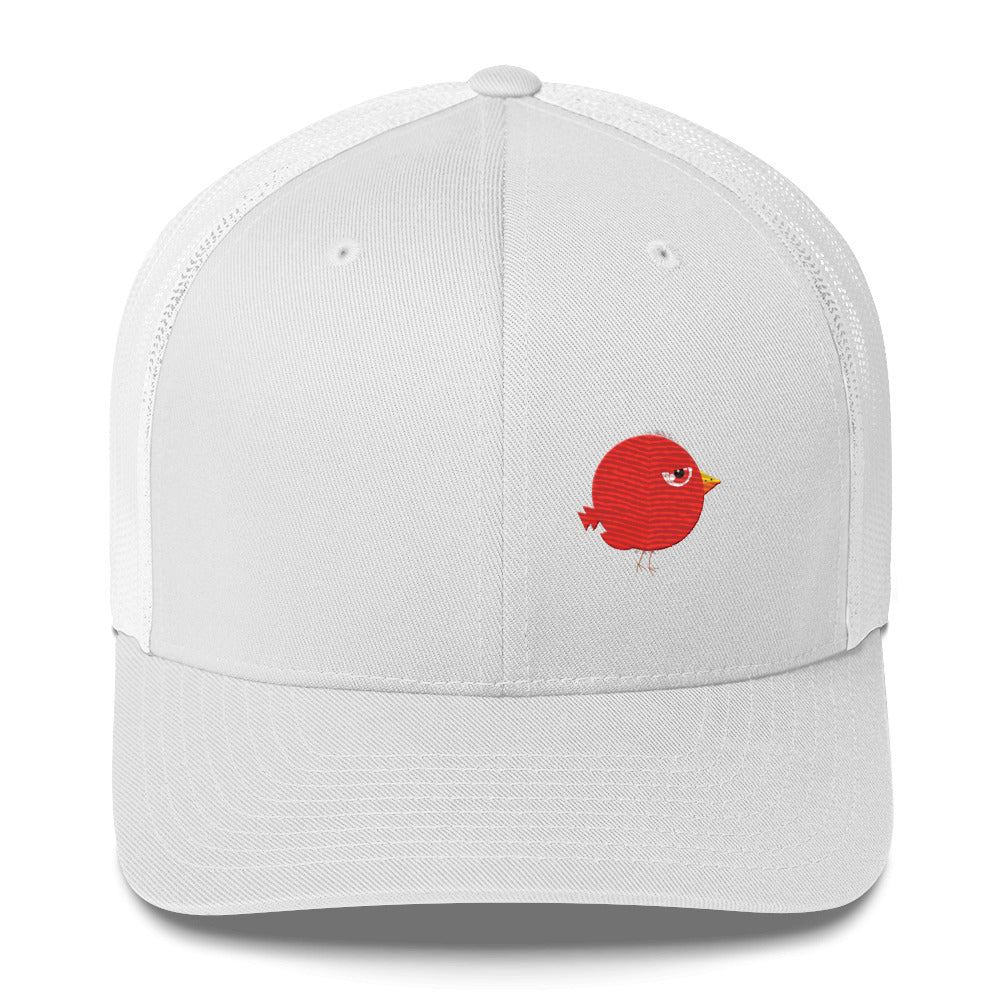 Clishirt© Multi-Color Embroidered Stone Bird Illustration Trucker Cap