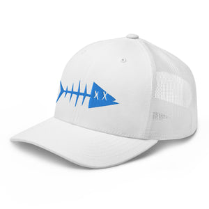 Clishirt© 3D Puff Embroidered White Fish Trucker Cap