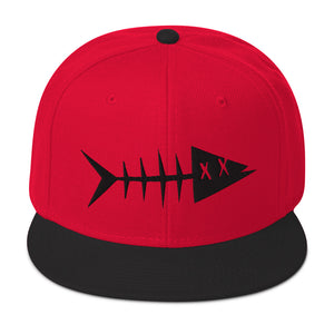 Clishirt© 3D Puff Embroidered Black Fish Snapback Hat