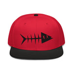 Clishirt© 3D Puff Embroidered Black Fish Snapback Hat