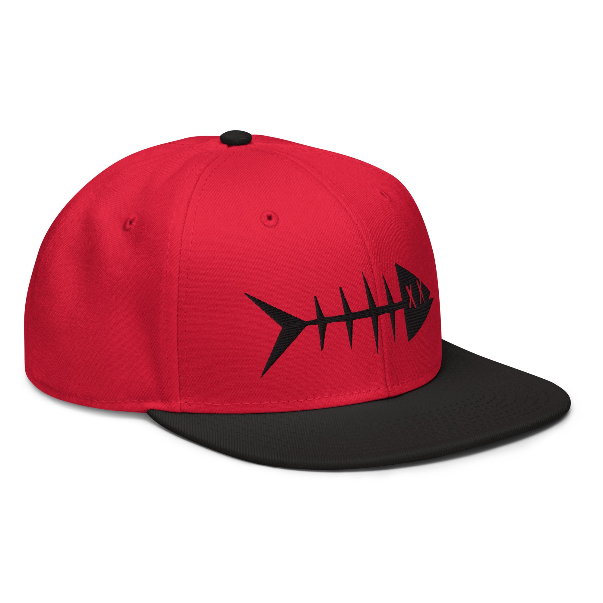 Clishirt© 3D Puff Embroidered Black Fish Snapback Hat