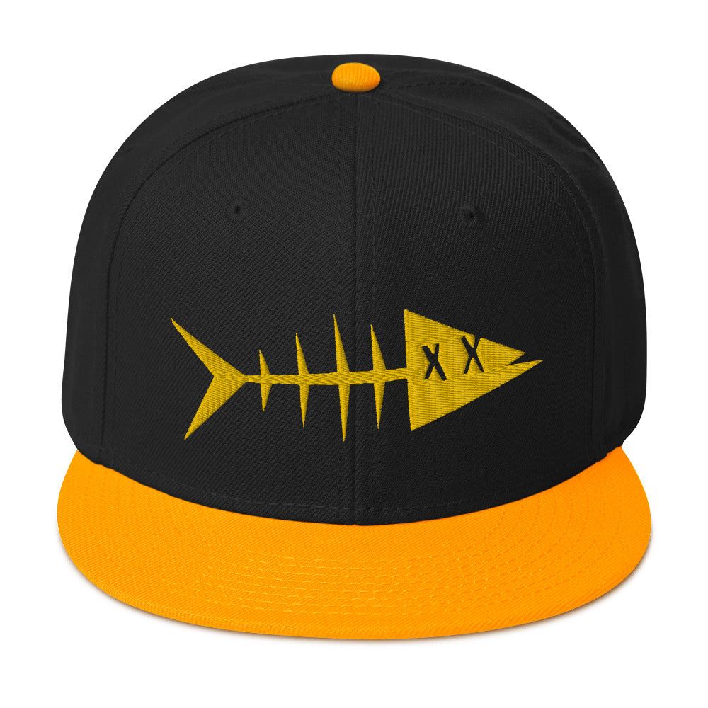 Clishirt© 3D Puff Embroidered Yellow Fish Snapback Hat