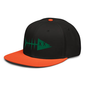 Clishirt© 3D Puff Embroidered Green Fish Snapback Hat