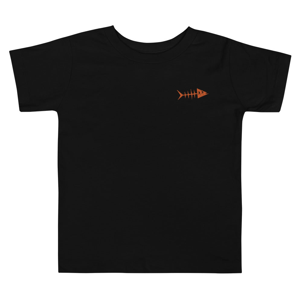 Clishirt© Embroidered Orange Fish Toddler Short Sleeve Tee