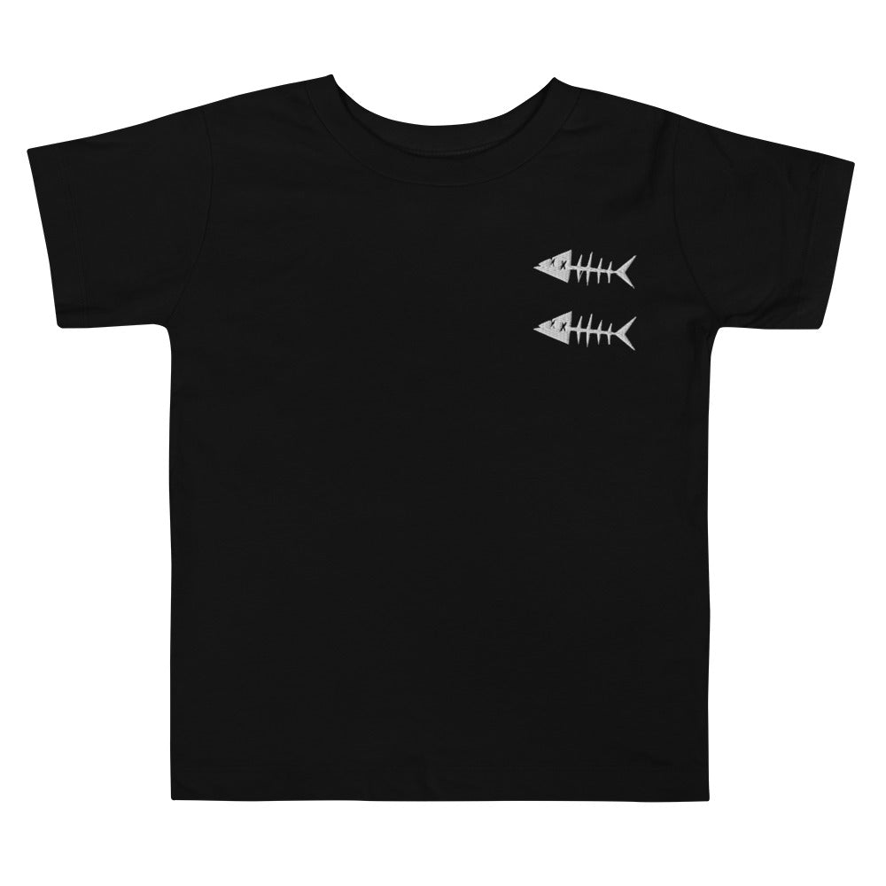 Clishirt© Embroidered White Fish Toddler Short Sleeve Tee