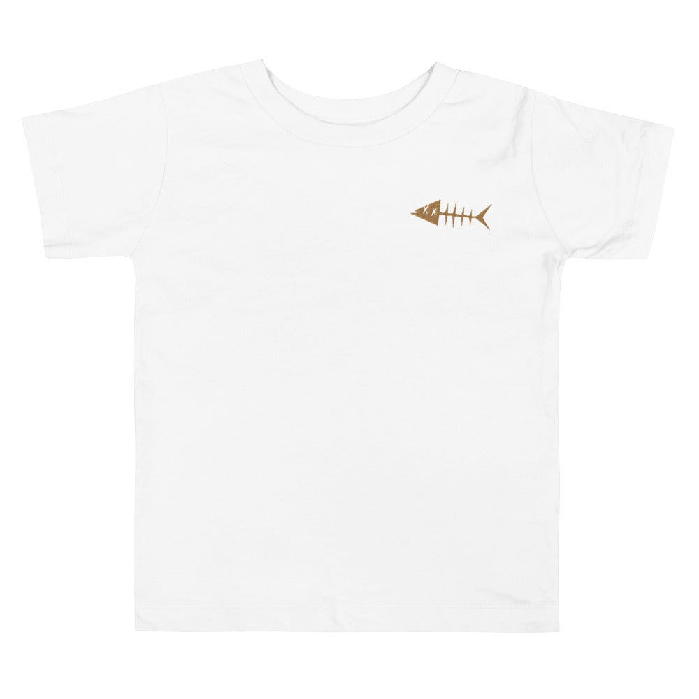 Clishirt© Embroidered Old Gold Fish Toddler Short Sleeve Tee