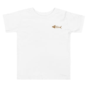 Clishirt© Embroidered Old Gold Fish Toddler Short Sleeve Tee