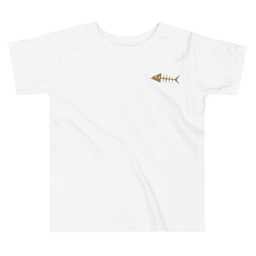 Clishirt© Embroidered Old Gold Fish Toddler Short Sleeve Tee