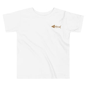 Clishirt© Embroidered Old Gold Fish Toddler Short Sleeve Tee