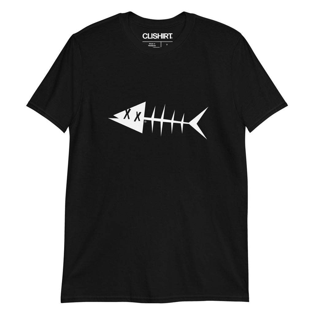 Clishirt© White Fish Short-Sleeve Black Unisex T-Shirt