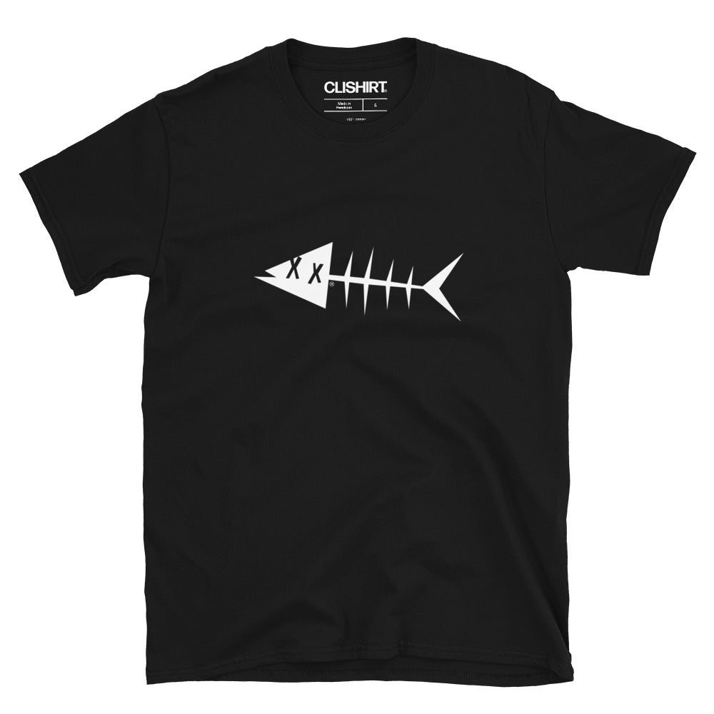 Clishirt© White Fish Short-Sleeve Black Unisex T-Shirt
