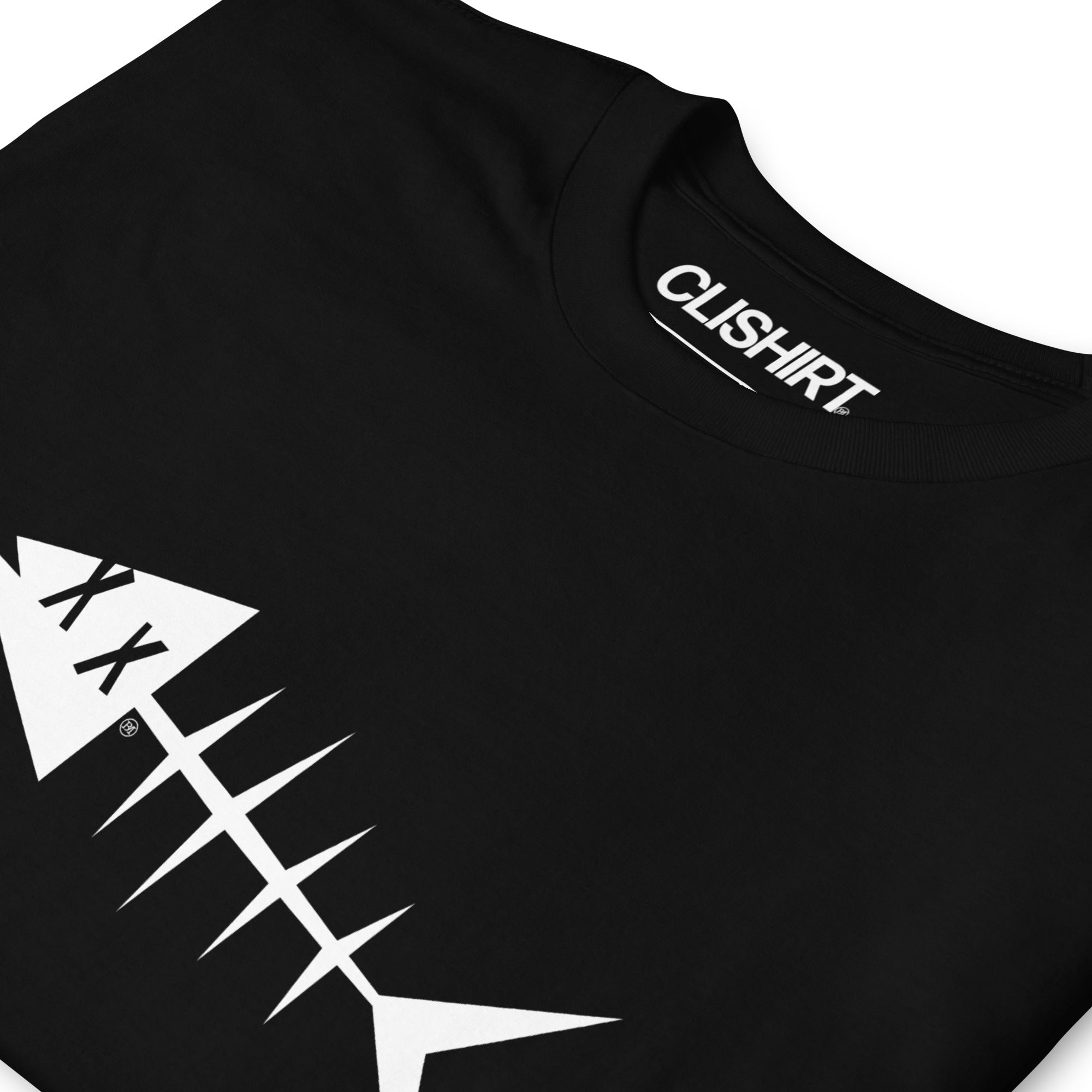 Clishirt© White Fish Short-Sleeve Black Unisex T-Shirt