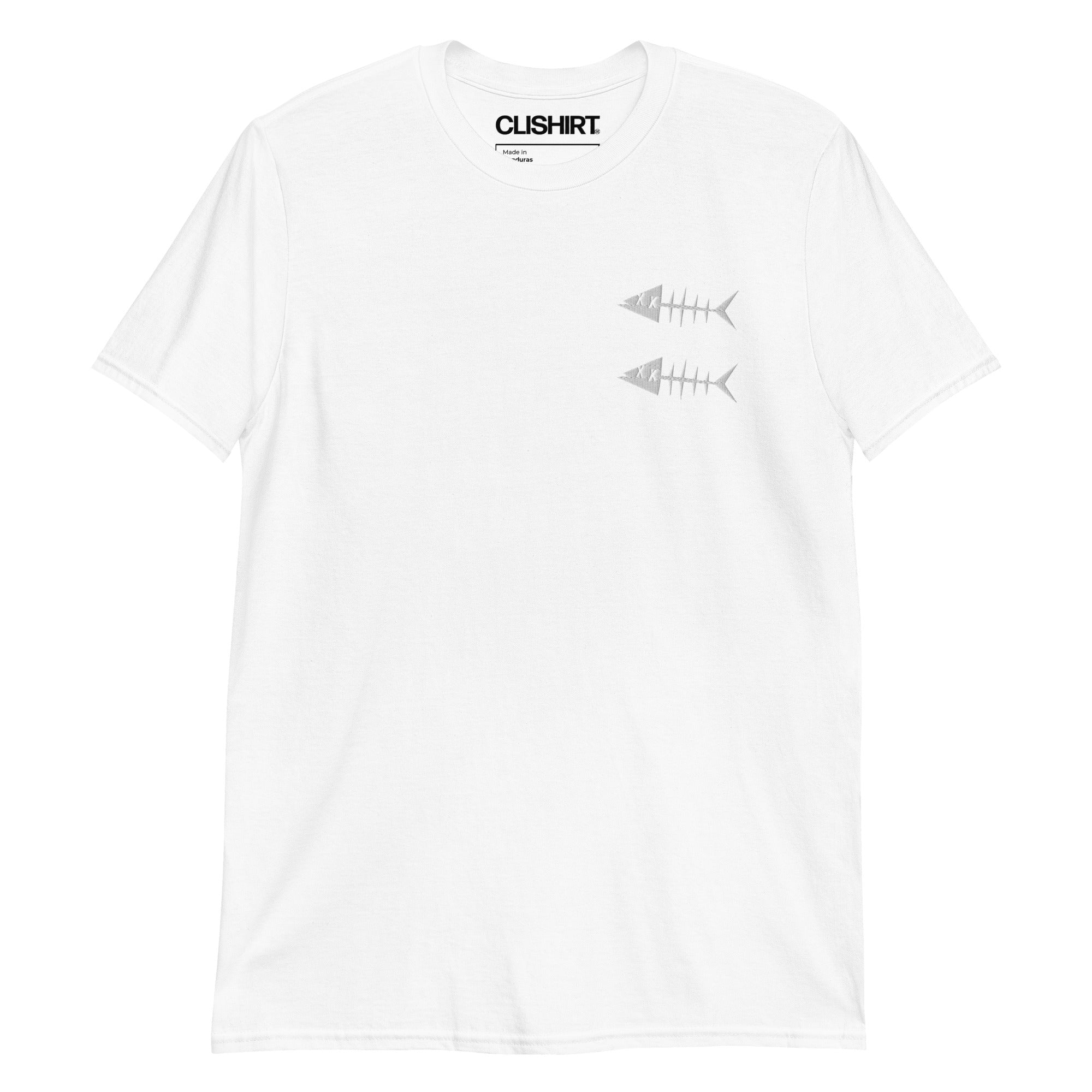 Clishirt© Embroidered White Fish Short-Sleeve Unisex t-Shirt