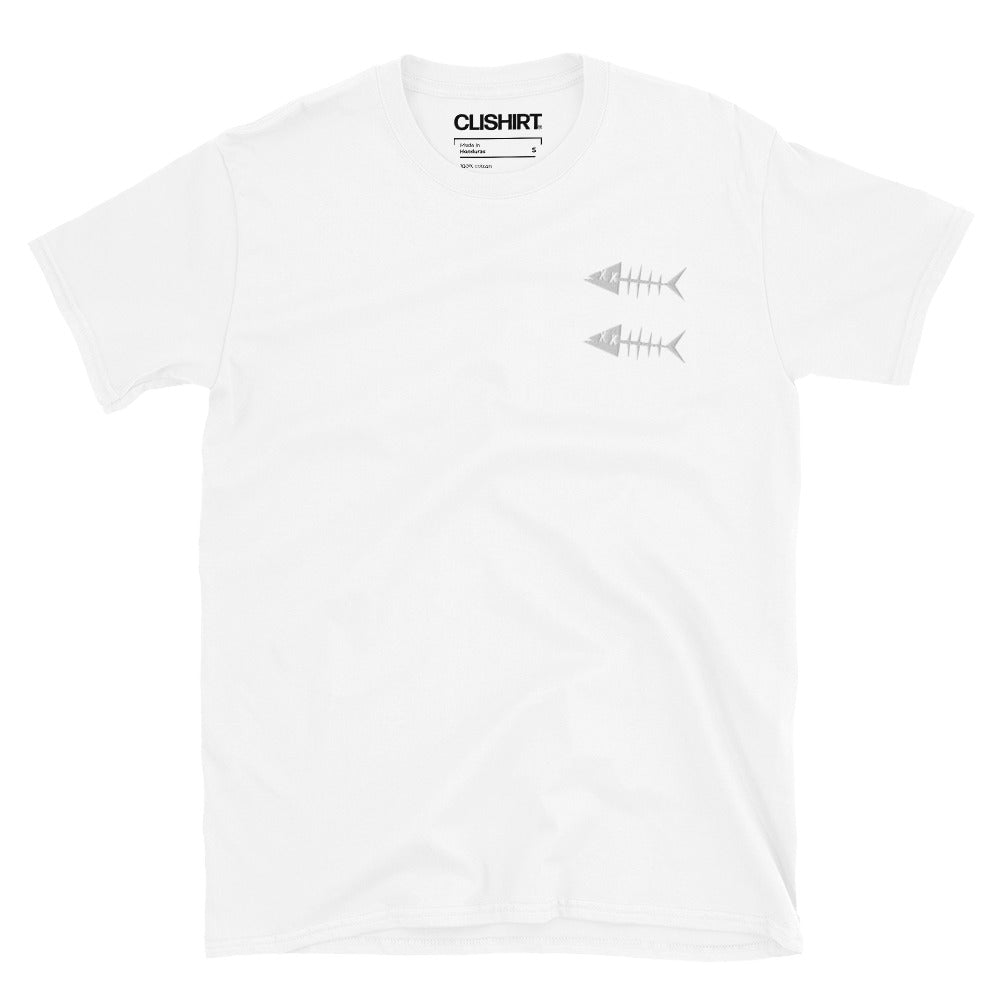Clishirt© Embroidered White Fish Short-Sleeve Unisex t-Shirt