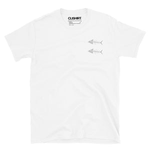 Clishirt© Embroidered White Fish Short-Sleeve Unisex t-Shirt