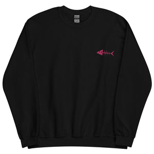 Clishirt© Embroidered Magenta Fish Unisex Sweatshirt