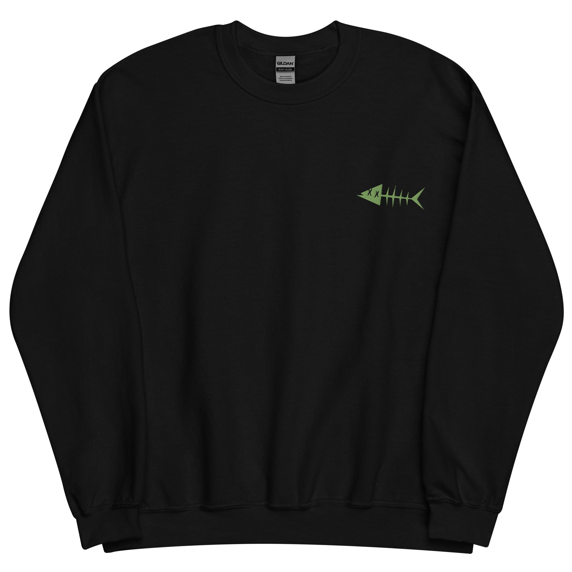 Clishirt© Embroidered Green Fish Unisex Sweatshirt