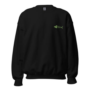 Clishirt© Embroidered Green Fish Unisex Sweatshirt