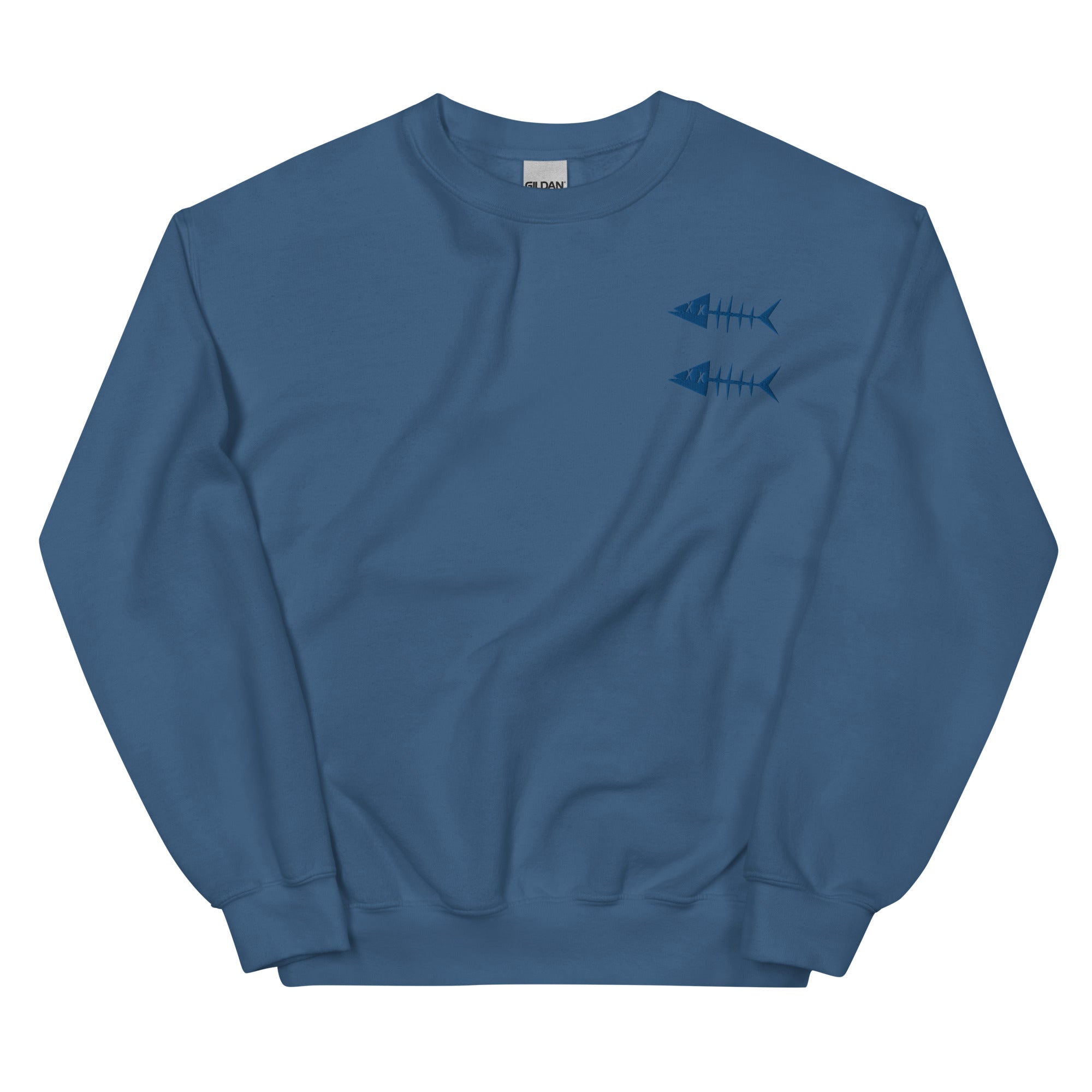 Clishirt© Embroidered Indigo Fish Unisex Sweatshirt