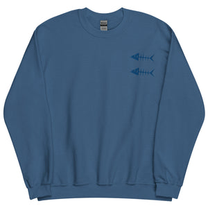 Clishirt© Embroidered Indigo Fish Unisex Sweatshirt