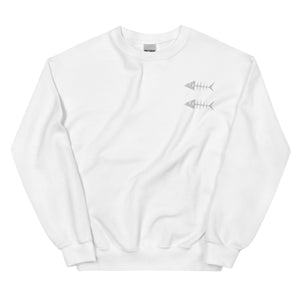 Clishirt© Embroidered White Fish Unisex Sweatshirt