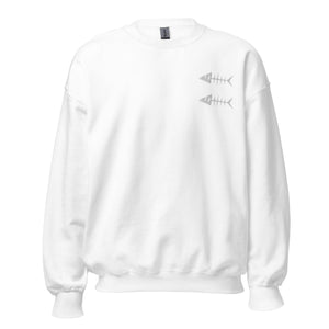 Clishirt© Embroidered White Fish Unisex Sweatshirt