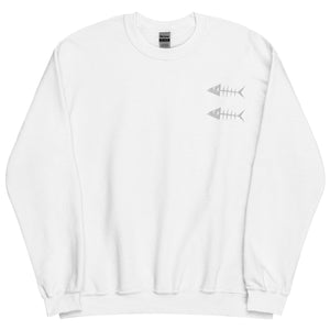 Clishirt© Embroidered White Fish Unisex Sweatshirt