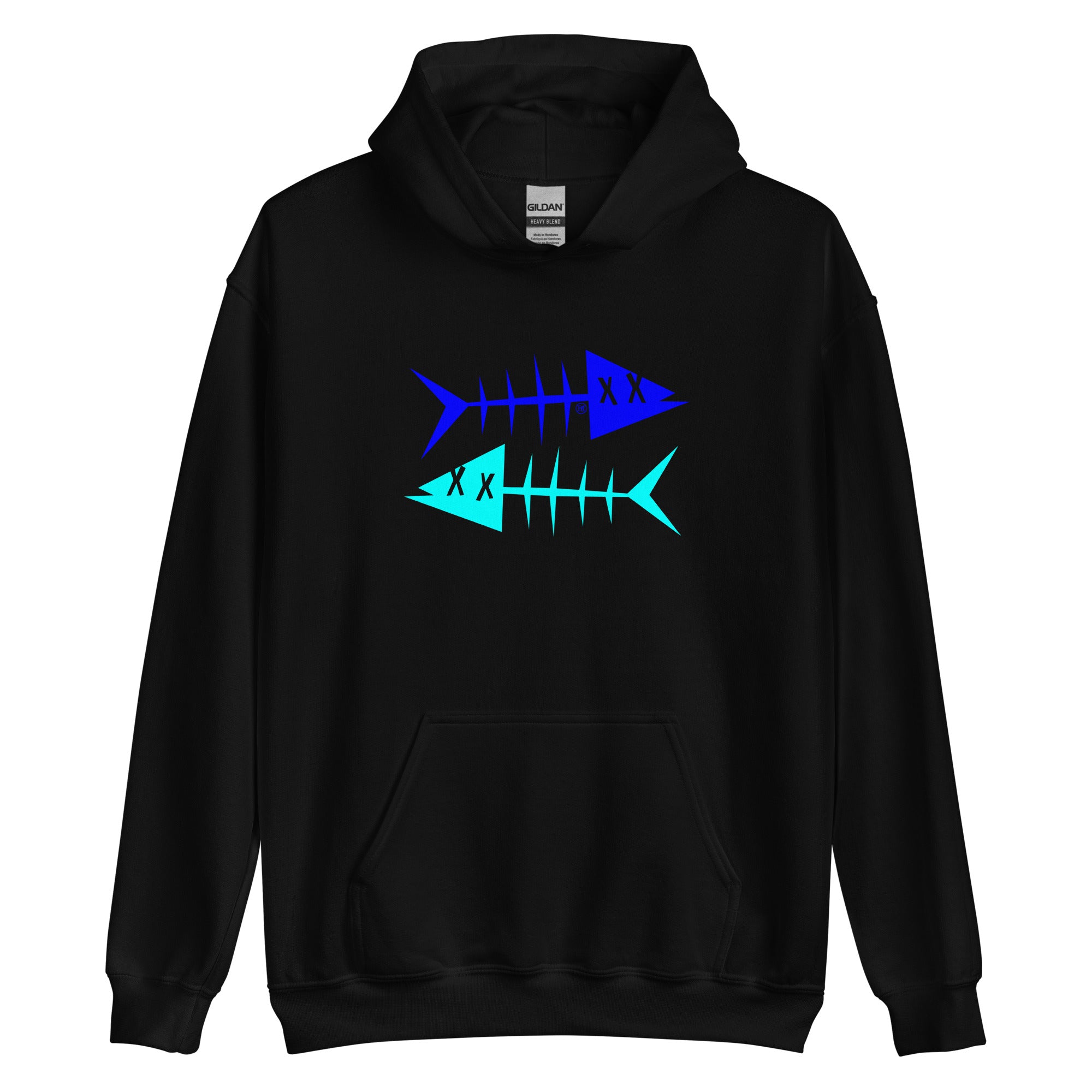 Clishirt© Blue Fish Cyan Fish Black Unisex Hoodie