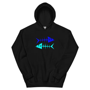 Clishirt© Blue Fish Cyan Fish Black Unisex Hoodie