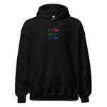 Clishirt© Embroidered Red Green Blue Fish Unisex Hoodie