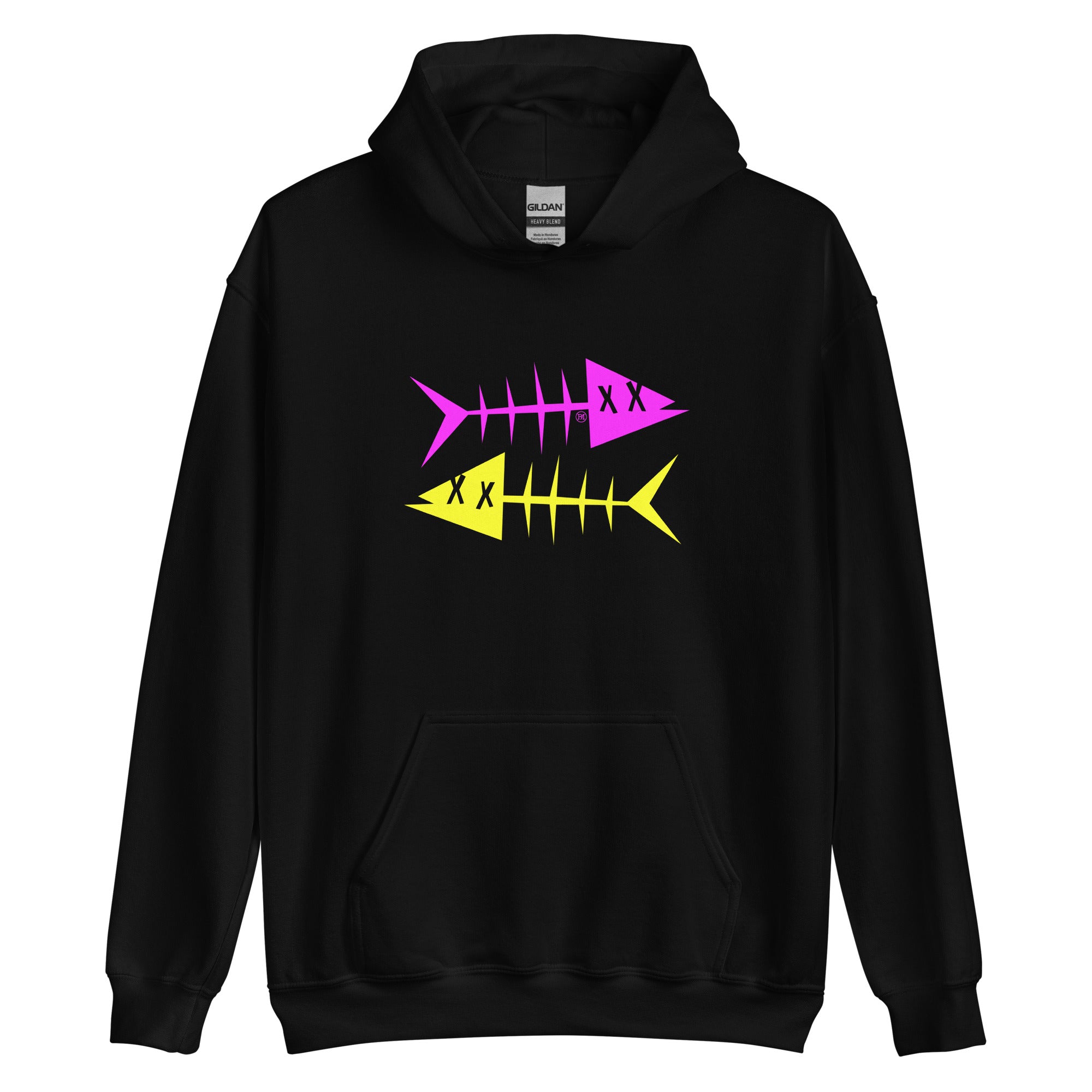 Clishirt© Magenta Fish Yellow Fish Unisex Hoodie