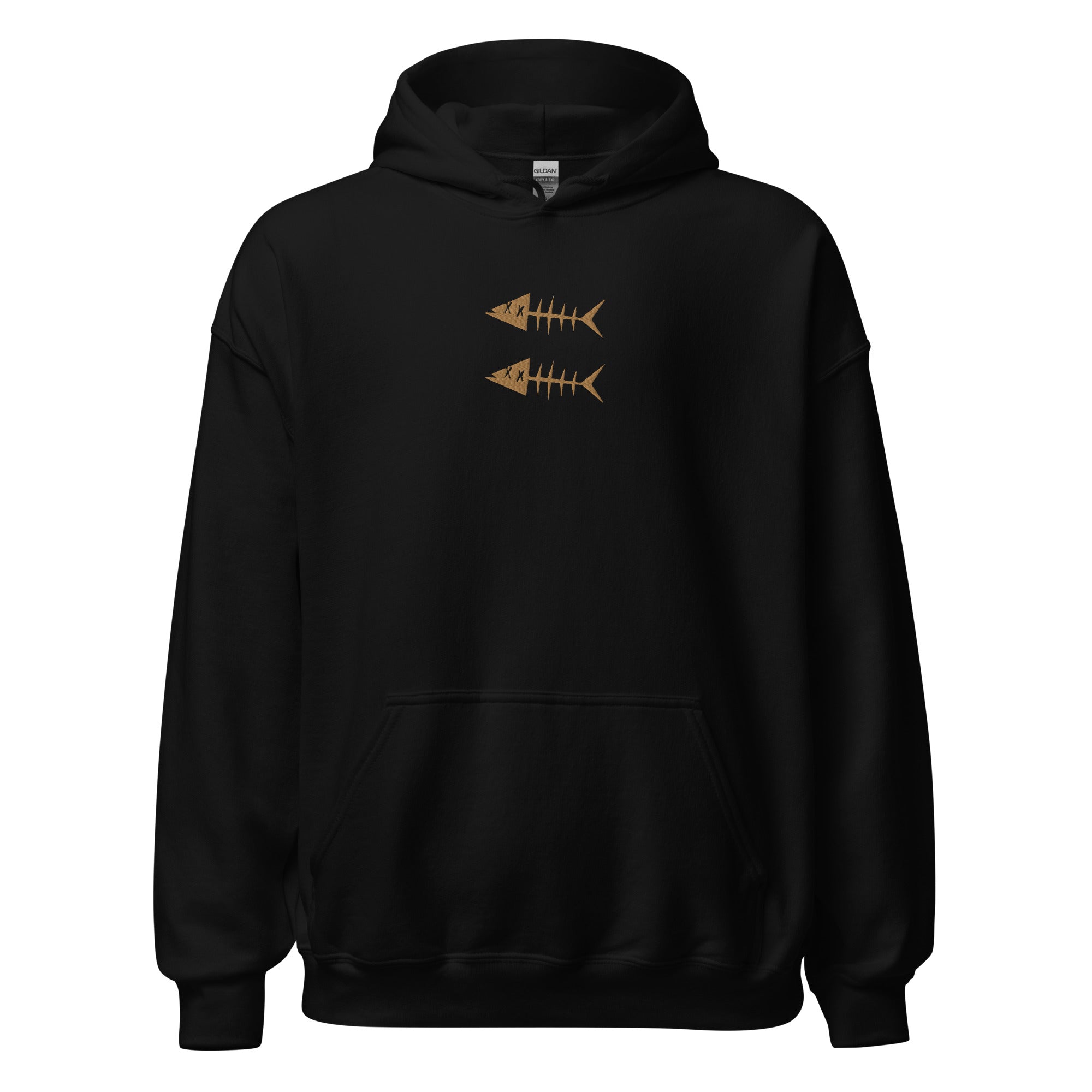 Clishirt© Embroidered Old Gold Fish Unisex Hoodie