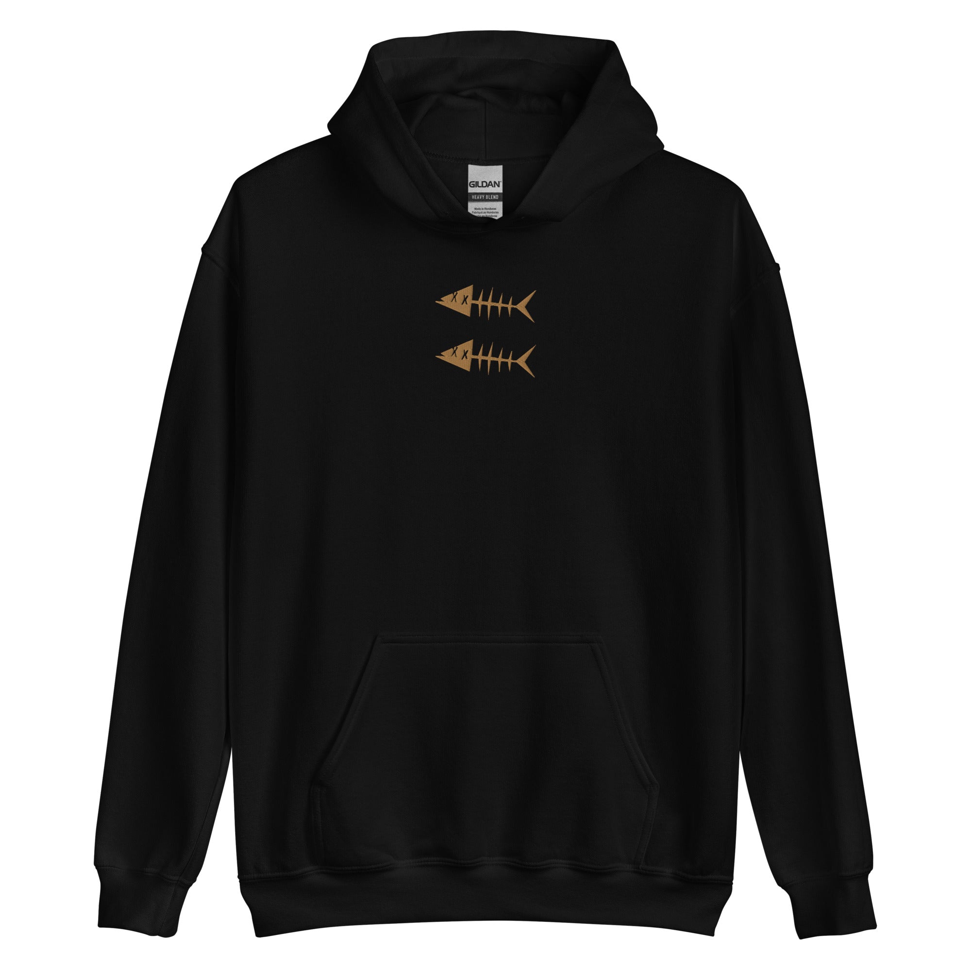 Clishirt© Embroidered Old Gold Fish Unisex Hoodie